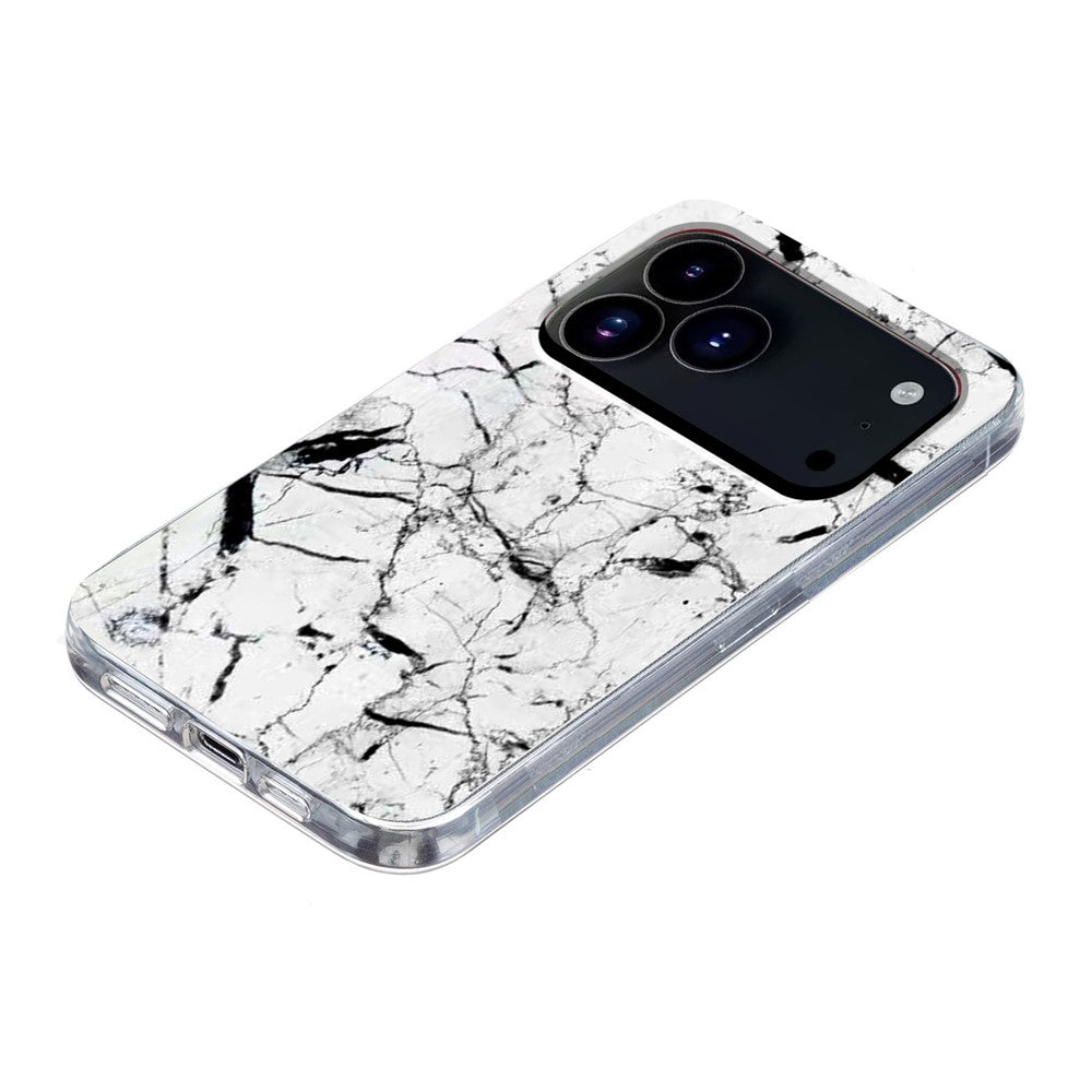 For iPhone 17 Pro Max Case Marble Pattern Printing Soft TPU Phone Cover - White