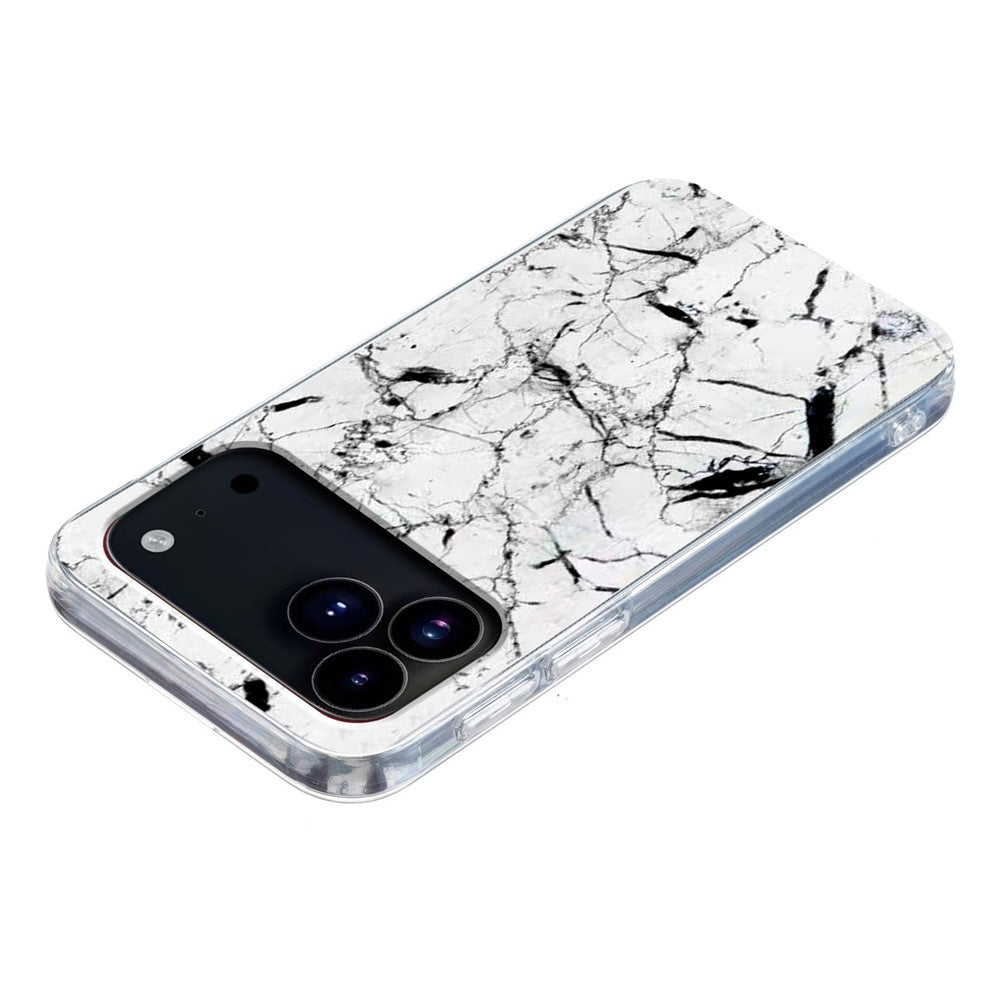 For iPhone 17 Pro Max Case Marble Pattern Printing Soft TPU Phone Cover - White
