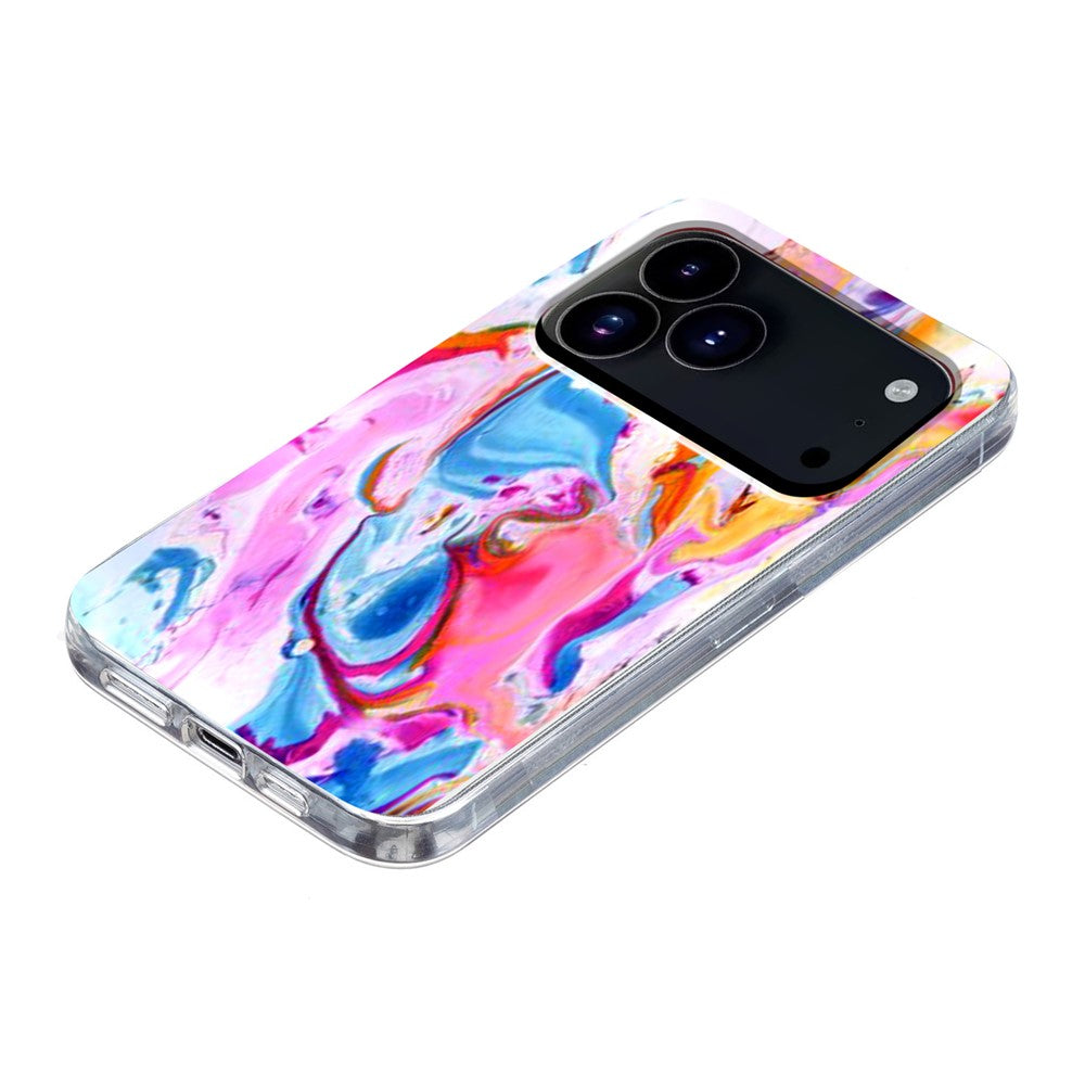 For iPhone 17 Pro Max Case Marble Pattern Printing Soft TPU Phone Cover - Colorful