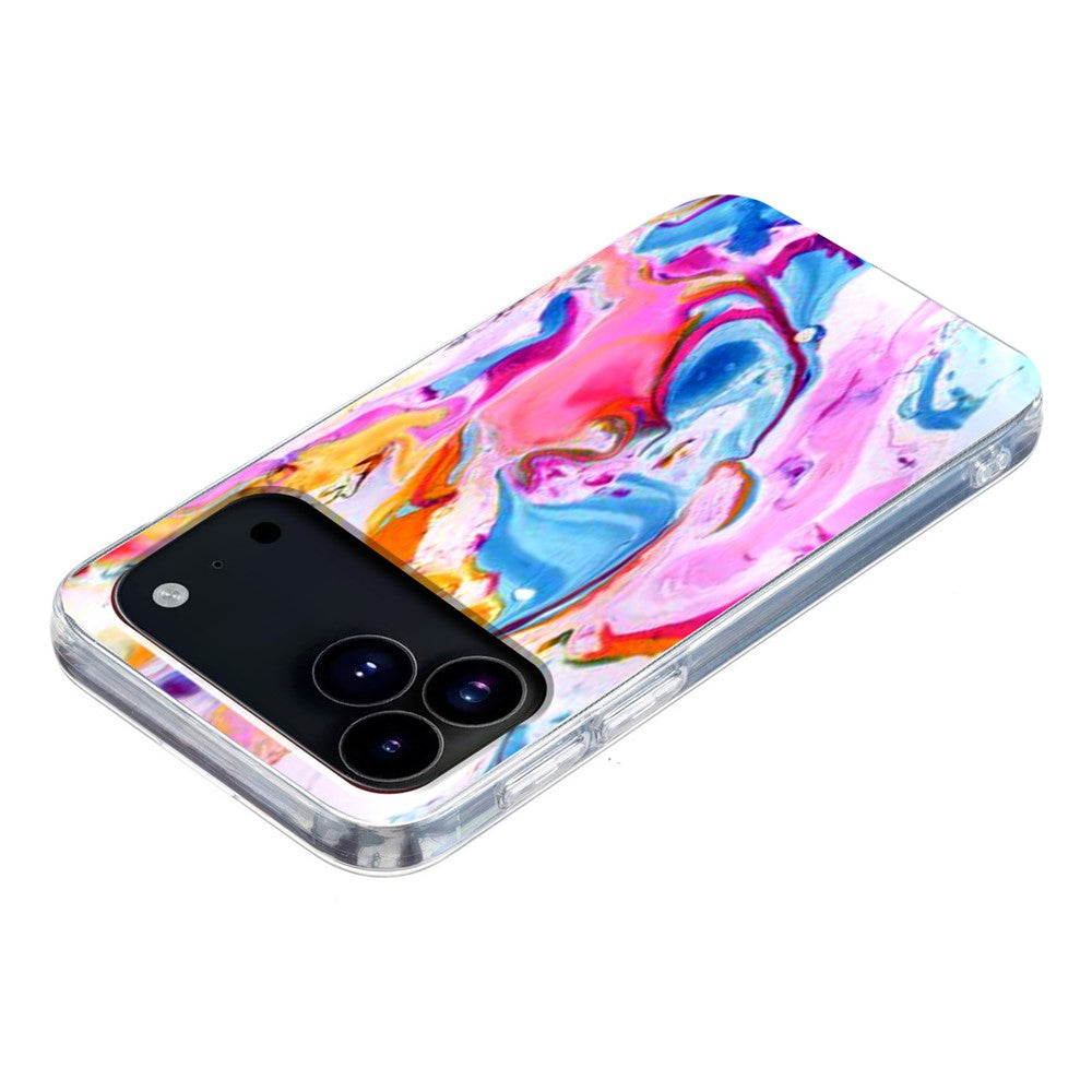 For iPhone 17 Pro Max Case Marble Pattern Printing Soft TPU Phone Cover - Colorful
