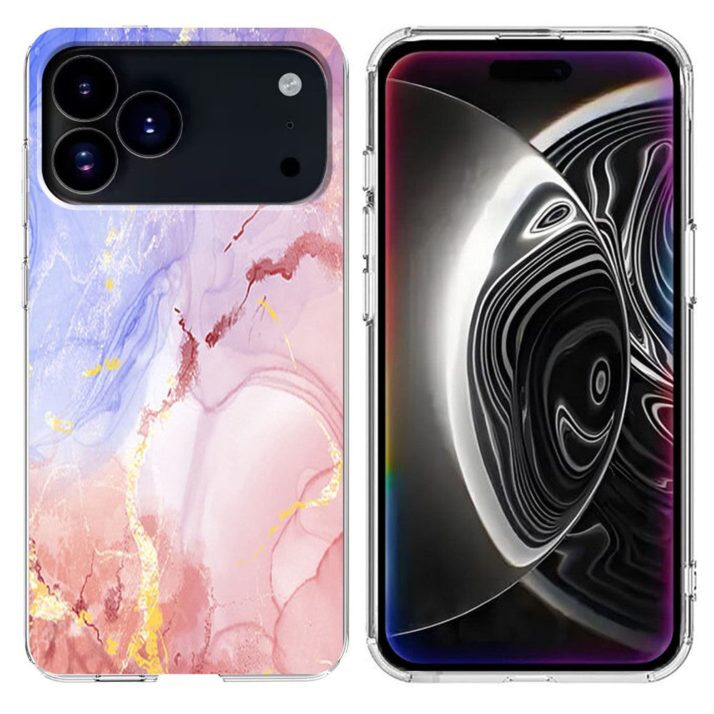 For iPhone 17 Pro Max Case Marble Pattern Printing Soft TPU Phone Cover - Pink