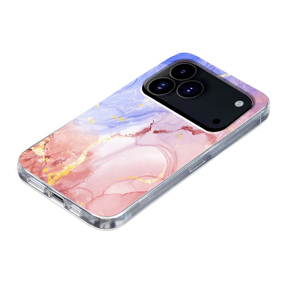 For iPhone 17 Pro Max Case Marble Pattern Printing Soft TPU Phone Cover - Pink