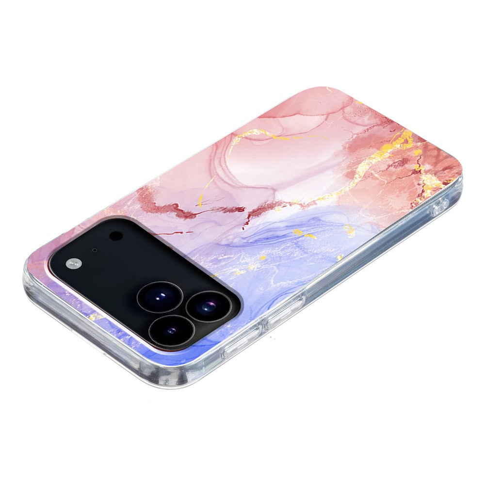 For iPhone 17 Pro Max Case Marble Pattern Printing Soft TPU Phone Cover - Pink