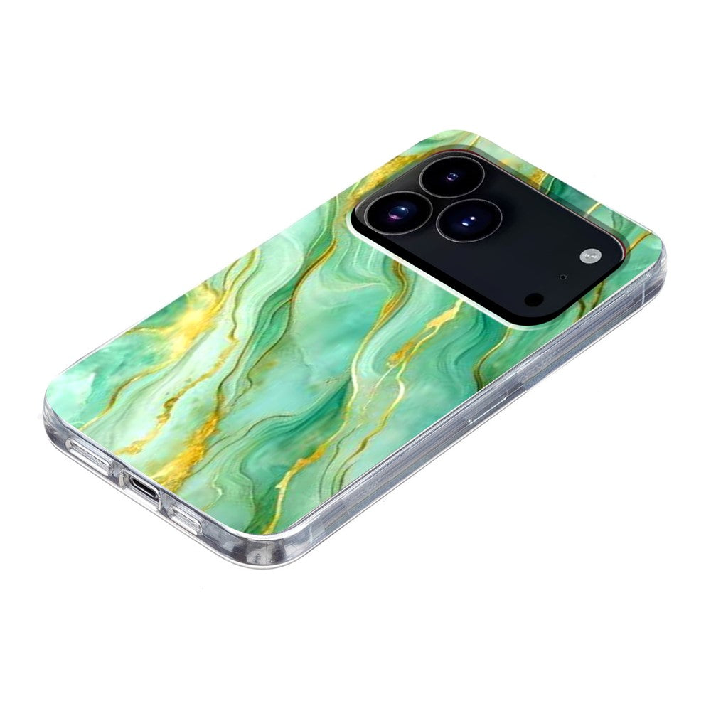 For iPhone 17 Pro Max Case Marble Pattern Printing Soft TPU Phone Cover - Green