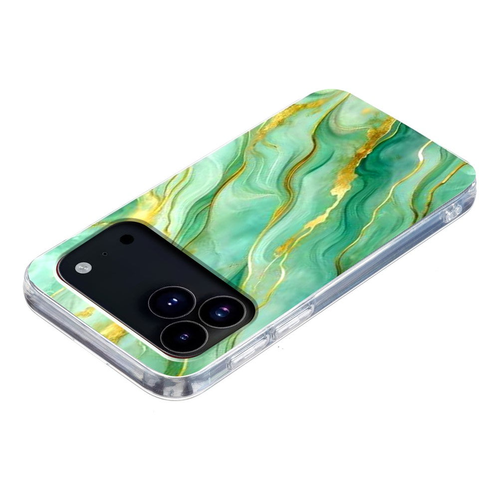 For iPhone 17 Pro Max Case Marble Pattern Printing Soft TPU Phone Cover - Green