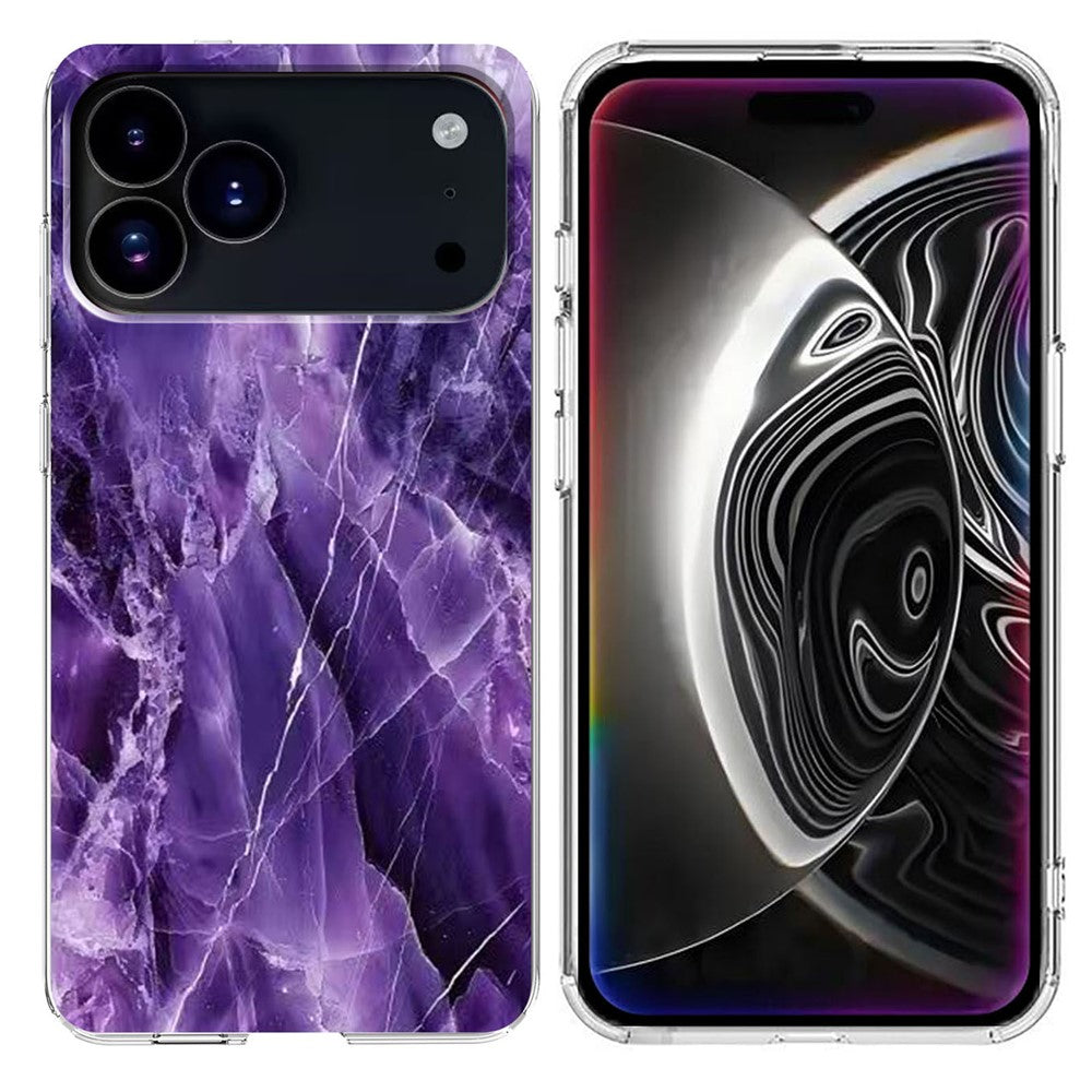 For iPhone 17 Pro Max Case Marble Pattern Printing Soft TPU Phone Cover - Purple