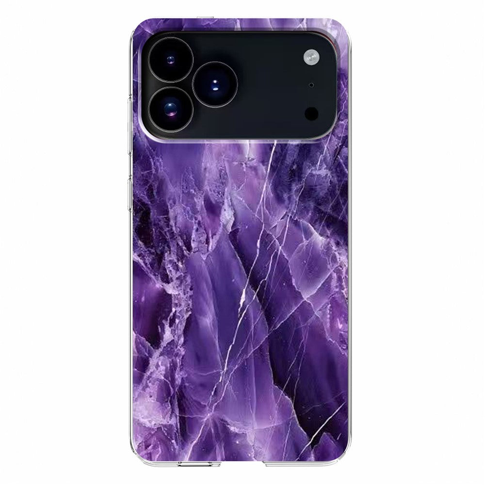 For iPhone 17 Pro Max Case Marble Pattern Printing Soft TPU Phone Cover - Purple