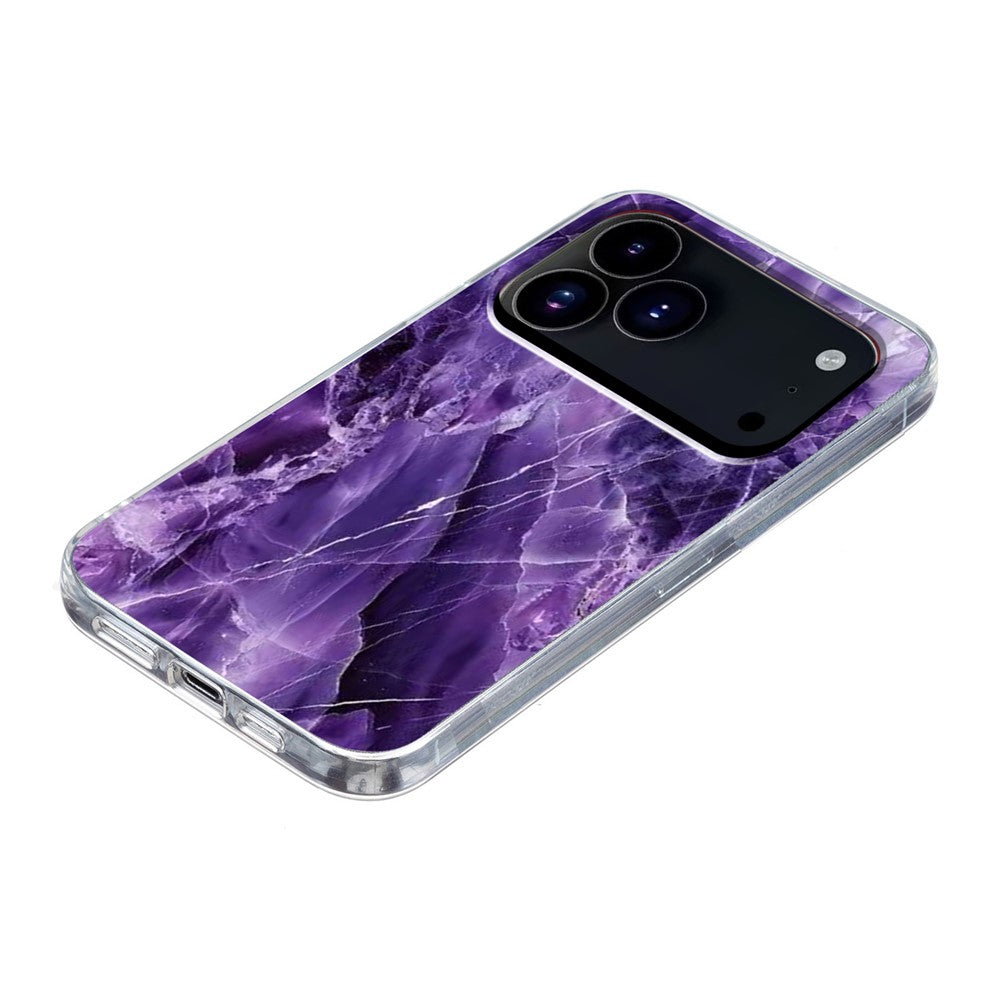 For iPhone 17 Pro Max Case Marble Pattern Printing Soft TPU Phone Cover - Purple