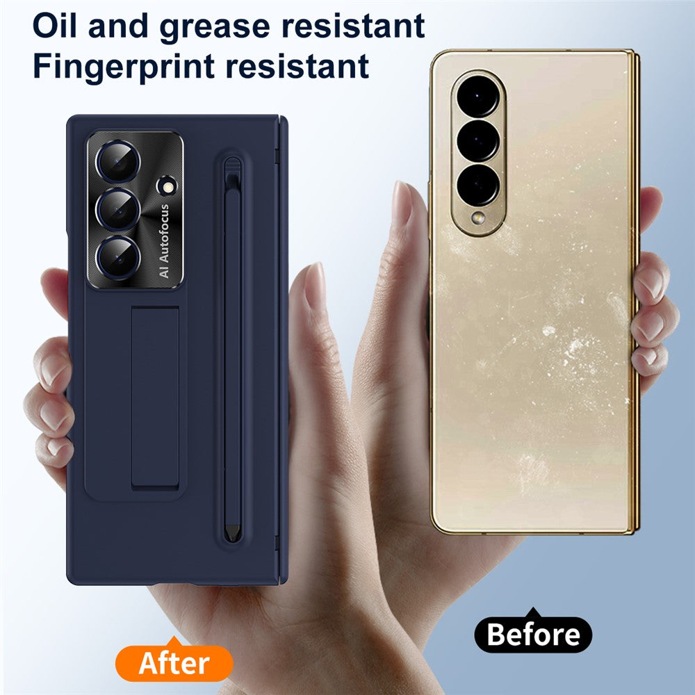 For Samsung Galaxy Z Fold7 5G Case PC Cell Phone Cover with Kickstand and Stylus Pen - Blue