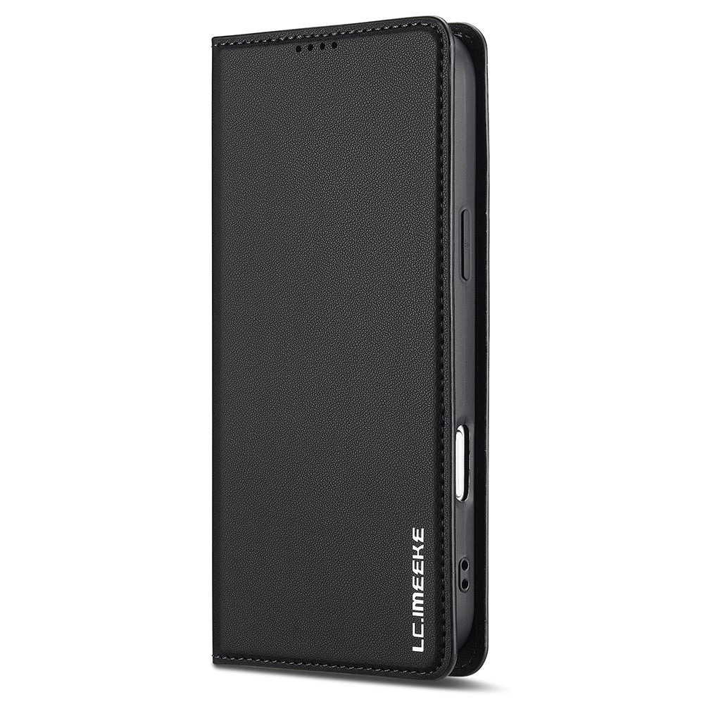 LC.IMEEKE L1 Series for iPhone 17 Pro Max Case PU Leather Wallet Stand Protective Phone Cover - Black
