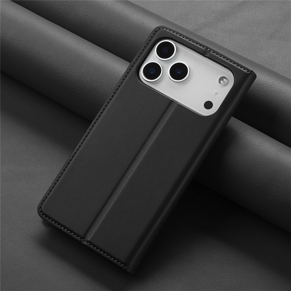 LC.IMEEKE L1 Series for iPhone 17 Pro Max Case PU Leather Wallet Stand Protective Phone Cover - Black
