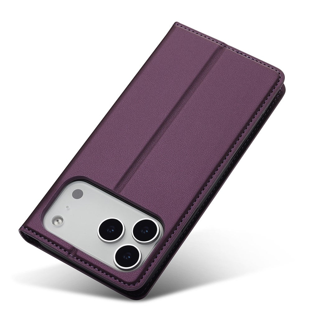 LC.IMEEKE L1 Series for iPhone 17 Pro Max Case PU Leather Wallet Stand Protective Phone Cover - Purple