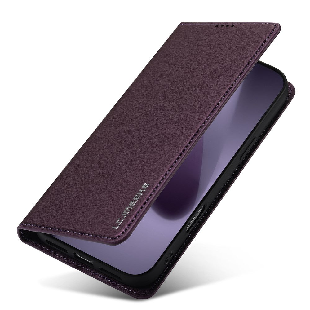 LC.IMEEKE L1 Series for iPhone 17 Pro Max Case PU Leather Wallet Stand Protective Phone Cover - Purple