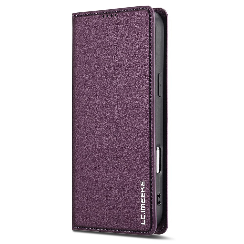 LC.IMEEKE L1 Series for iPhone 17 Pro Max Case PU Leather Wallet Stand Protective Phone Cover - Purple