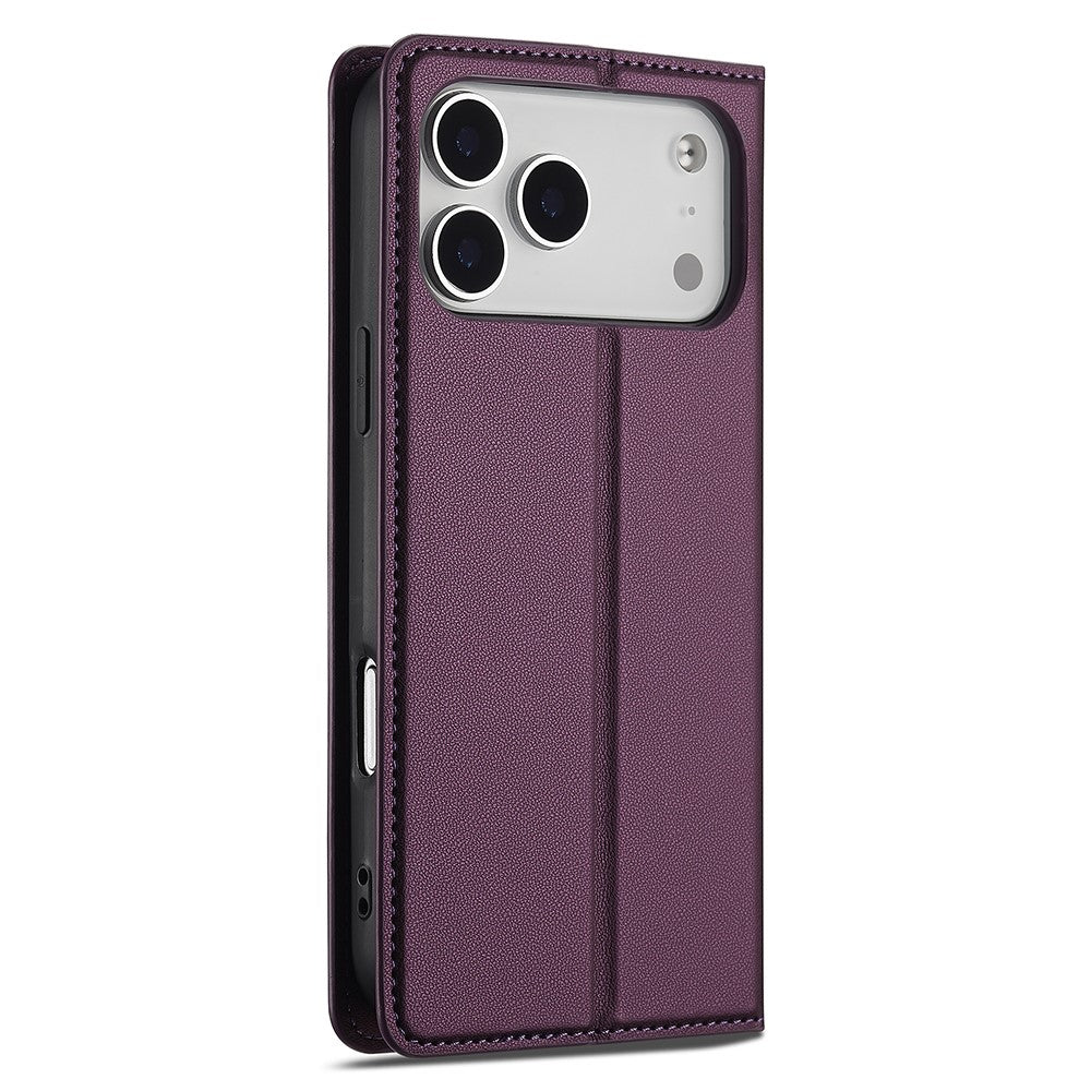 LC.IMEEKE L1 Series for iPhone 17 Pro Max Case PU Leather Wallet Stand Protective Phone Cover - Purple