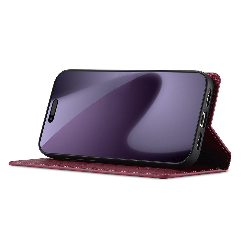 LC.IMEEKE L1 Series for iPhone 17 Pro Max Case PU Leather Wallet Stand Protective Phone Cover - Red