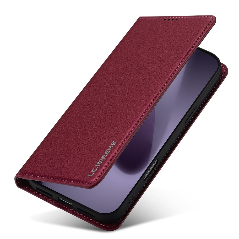 LC.IMEEKE L1 Series for iPhone 17 Pro Max Case PU Leather Wallet Stand Protective Phone Cover - Red