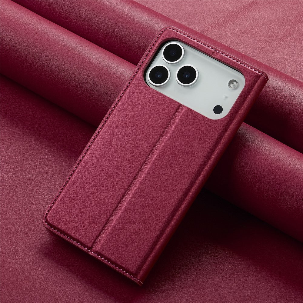 LC.IMEEKE L1 Series for iPhone 17 Pro Max Case PU Leather Wallet Stand Protective Phone Cover - Red