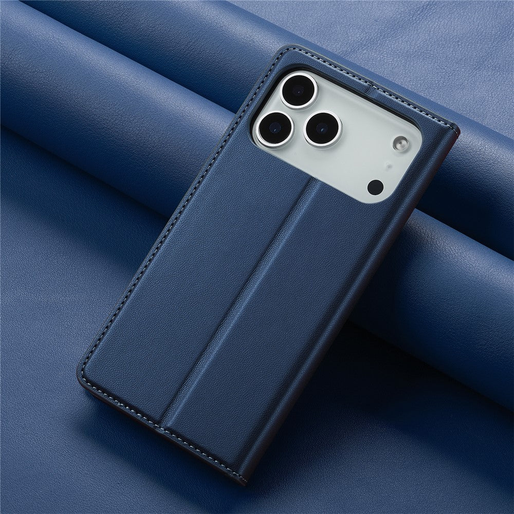 LC.IMEEKE L1 Series for iPhone 17 Pro Max Case PU Leather Wallet Stand Protective Phone Cover - Blue