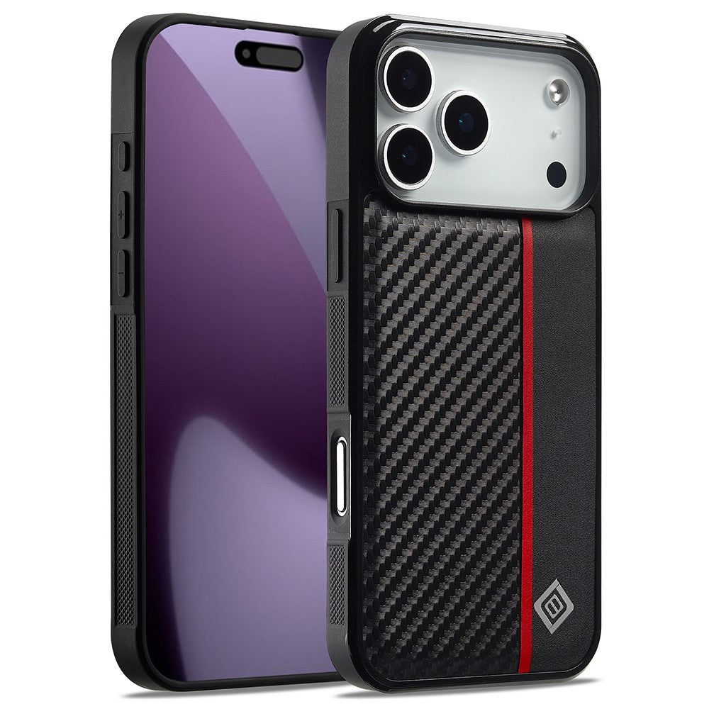 LC.IMEEKE For iPhone 17 Pro Max Case Carbon Fiber Texture Leather + TPU + EVA Phone Cover