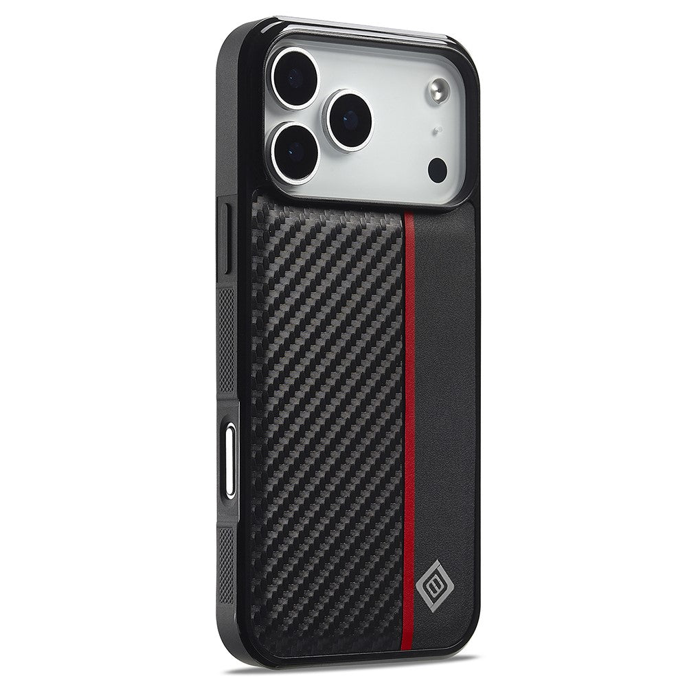 LC.IMEEKE For iPhone 17 Pro Max Case Carbon Fiber Texture Leather + TPU + EVA Phone Cover