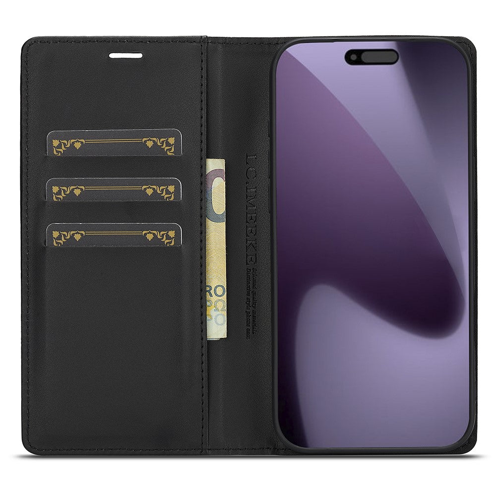 LC.IMEEKE For iPhone 17 Pro Max Wallet Case Carbon Fiber Texture Leather Phone Cover - Horizontal Stripe