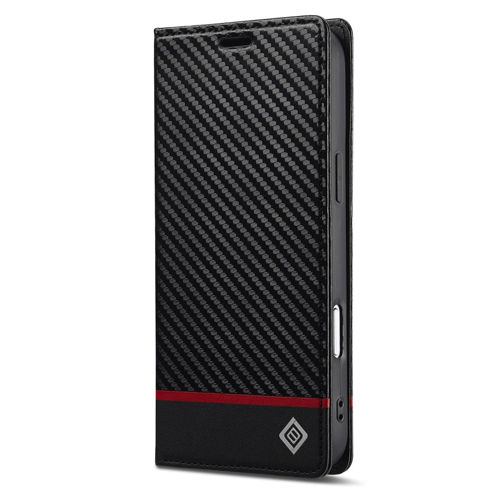 LC.IMEEKE For iPhone 17 Pro Max Wallet Case Carbon Fiber Texture Leather Phone Cover - Horizontal Stripe
