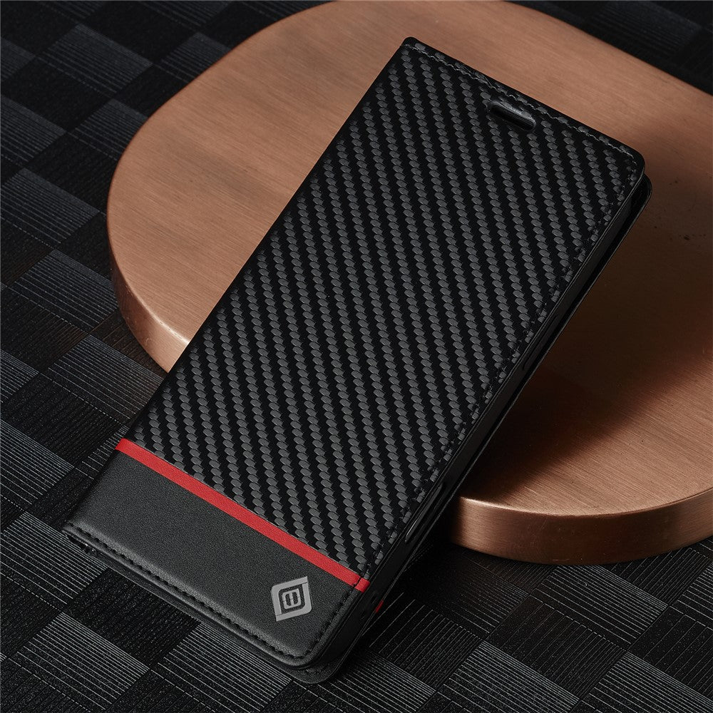 LC.IMEEKE For iPhone 17 Pro Max Wallet Case Carbon Fiber Texture Leather Phone Cover - Horizontal Stripe