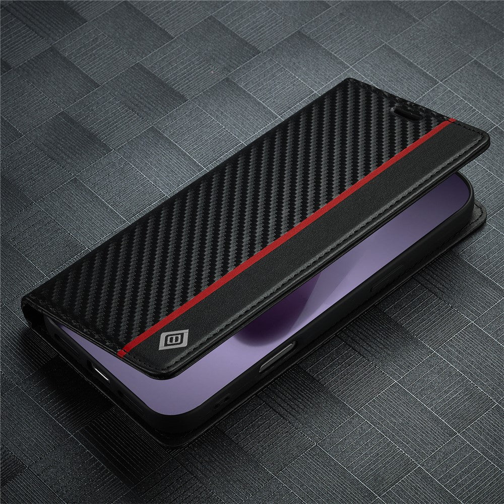 LC.IMEEKE For iPhone 17 Pro Max Wallet Case Carbon Fiber Texture Leather Phone Cover - Vertical Stripe