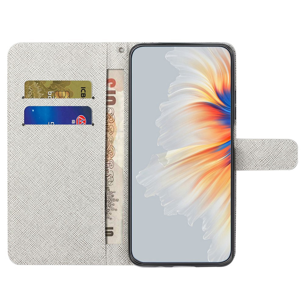 For iPhone 17 Pro Max Case Pattern Print PU Leather Wallet Phone Cover Cross Texture - Blue Flower