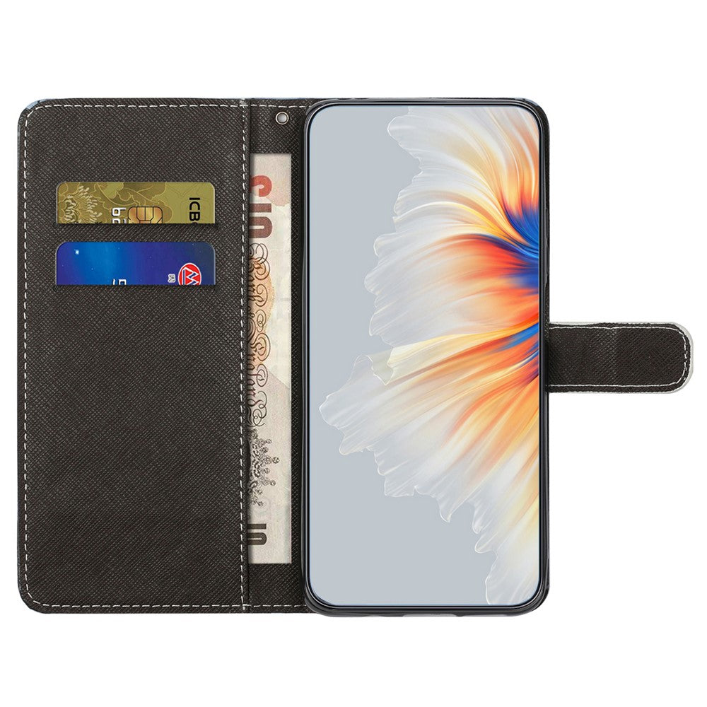 For iPhone 17 Pro Max Case Pattern Print PU Leather Wallet Phone Cover Cross Texture - Cat's Eye
