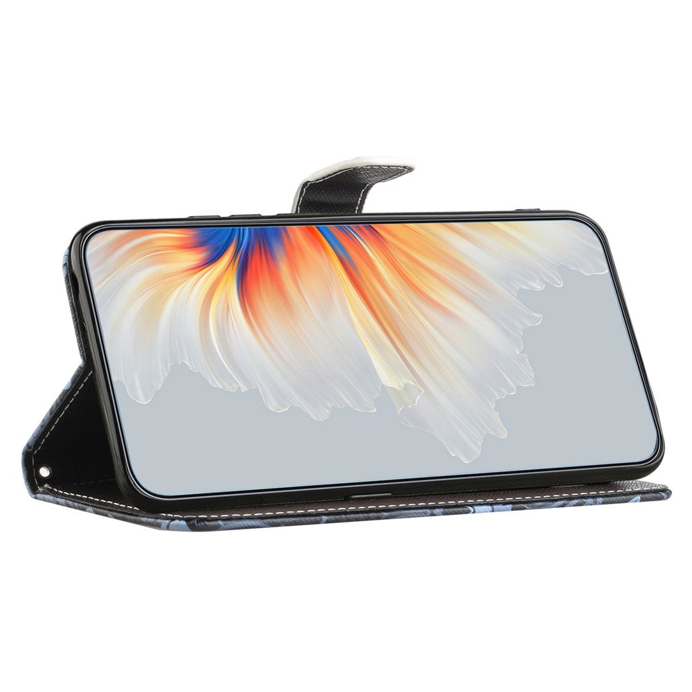For iPhone 17 Pro Max Case Pattern Print PU Leather Wallet Phone Cover Cross Texture - Cat's Eye