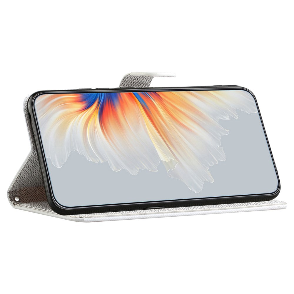 For iPhone 17 Pro Max Case Pattern Print PU Leather Wallet Phone Cover Cross Texture - Feather