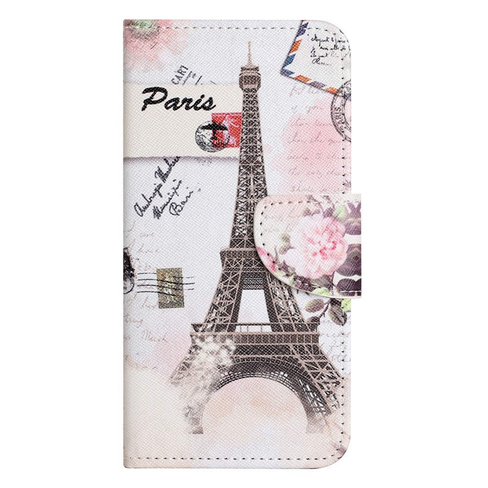 For iPhone 17 Pro Max Case Pattern Printing Cross Texture Leather Phone Cover - Tower