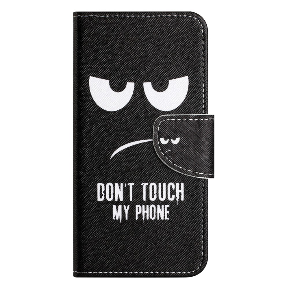 For iPhone 17 Pro Max Case Pattern Printing Cross Texture Leather Phone Cover - Don't Touch My Phone