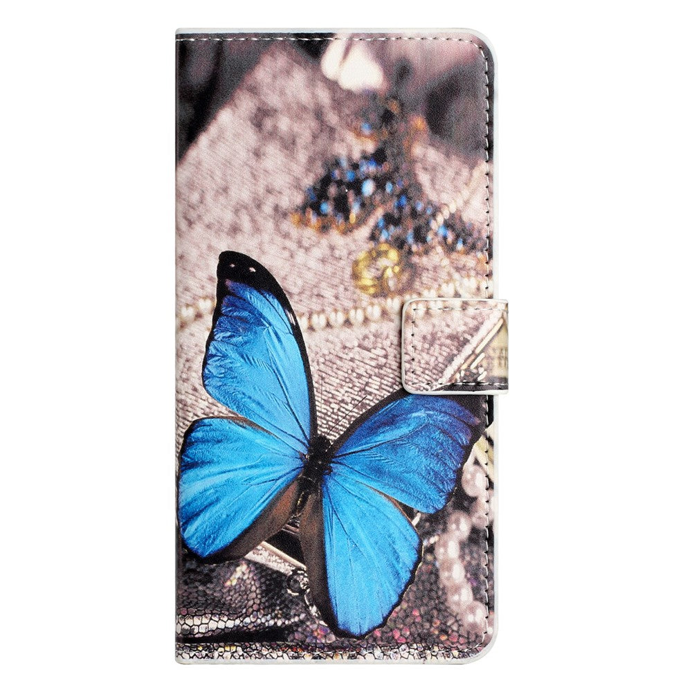 For iPhone 17 Pro Max Case Pattern Print PU Leather Wallet Phone Cover - Blue Butterfly