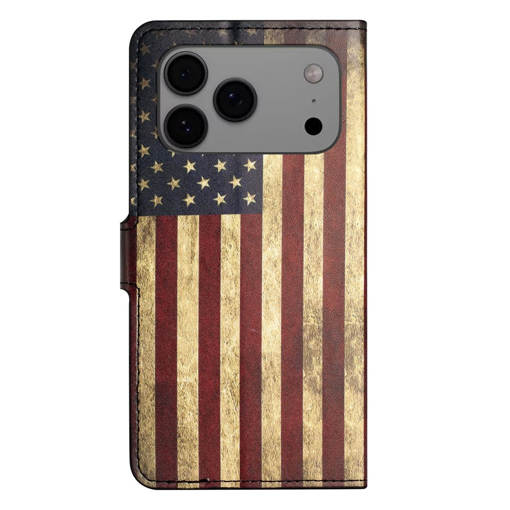 For iPhone 17 Pro Max Case Pattern Print PU Leather Wallet Phone Cover - The American Flag