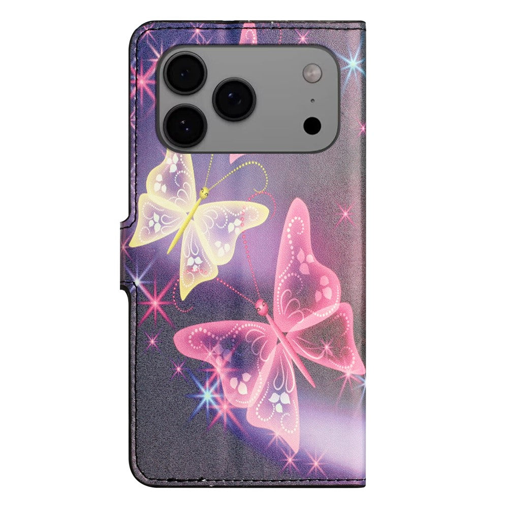 For iPhone 17 Pro Max Case Pattern Print PU Leather Wallet Phone Cover - Illusion Butterfly