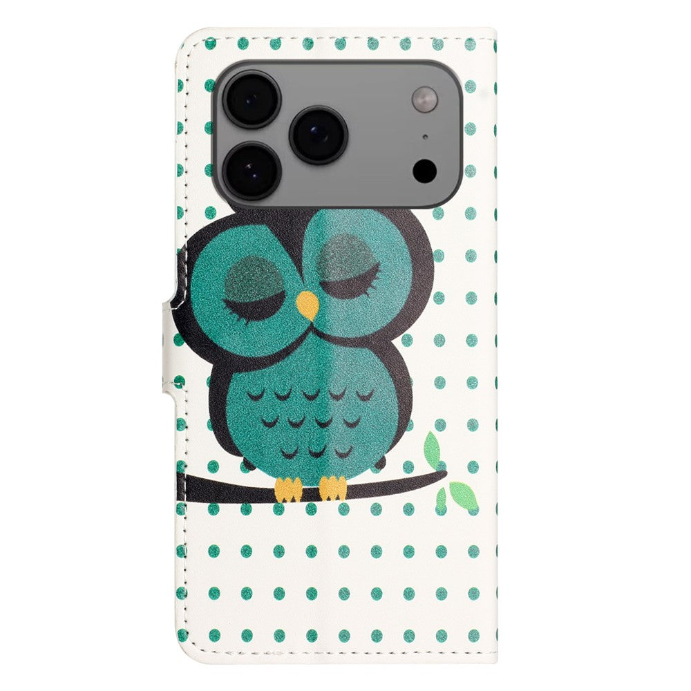 For iPhone 17 Pro Max Case Pattern Print PU Leather Wallet Phone Cover - Dots Owl