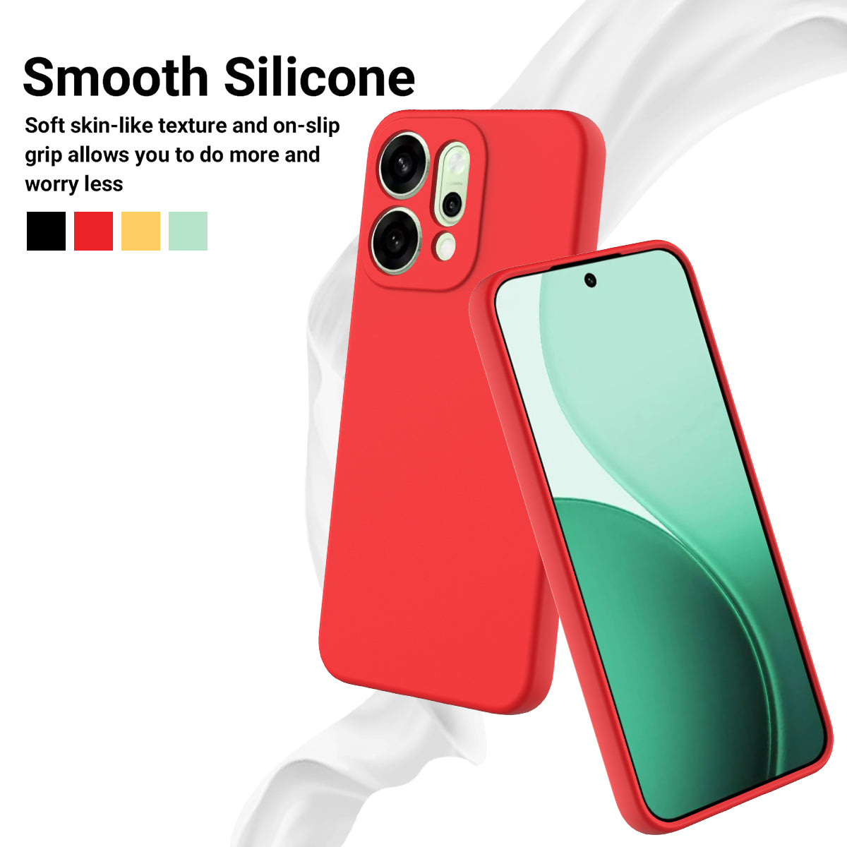 For Oppo Reno14 Pro 5G (China) / Oppo Reno14 Pro 5G (Global) Liquid Silicone Case Phone Back Cover with Hand Strap - Red
