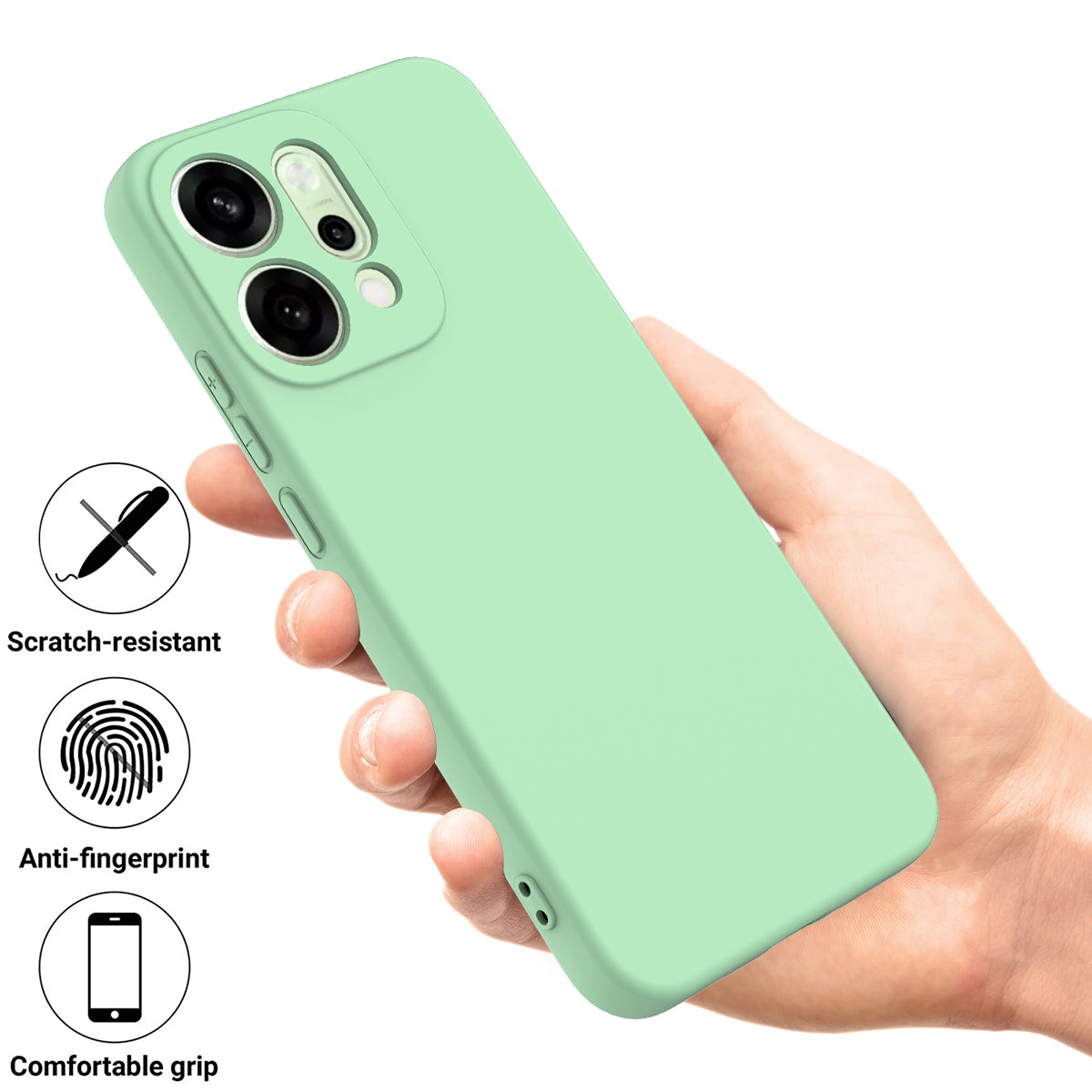 For Oppo Reno14 Pro 5G (China) / Oppo Reno14 Pro 5G (Global) Liquid Silicone Case Phone Back Cover with Hand Strap - Green