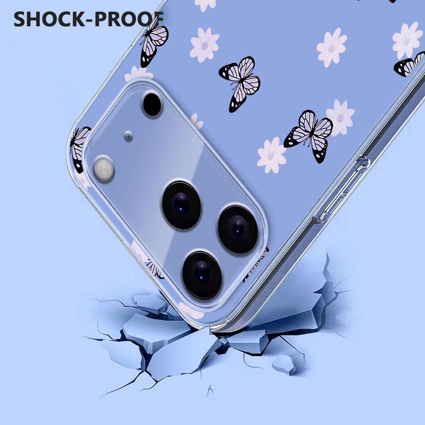 For iPhone 17 Pro Max Case Butterfly Floral Pattern Printing TPU Phone Back Cover - Butterflies