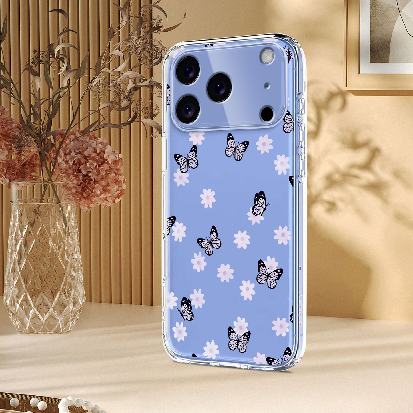 For iPhone 17 Pro Max Case Butterfly Floral Pattern Printing TPU Phone Back Cover - Butterflies