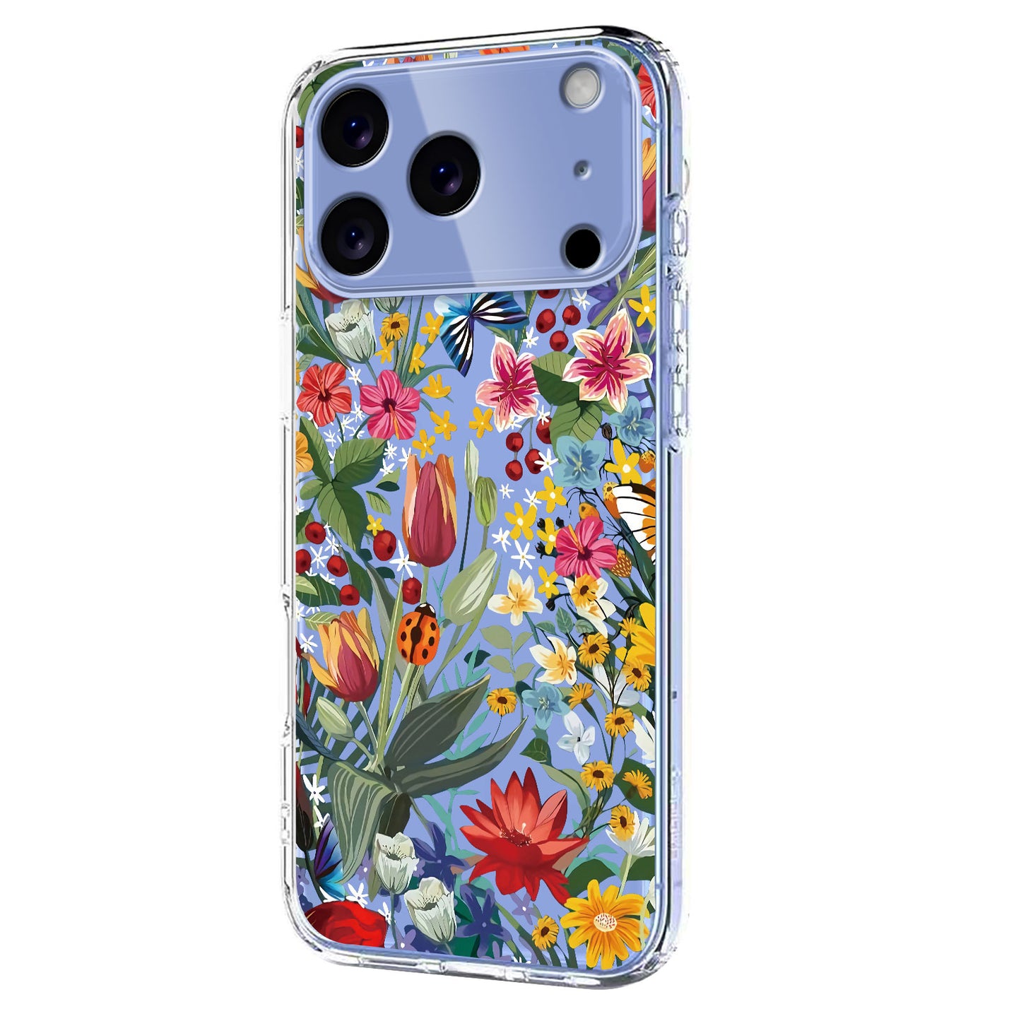 For iPhone 17 Pro Max Case Butterfly Floral Pattern Printing TPU Phone Back Cover - Lilies
