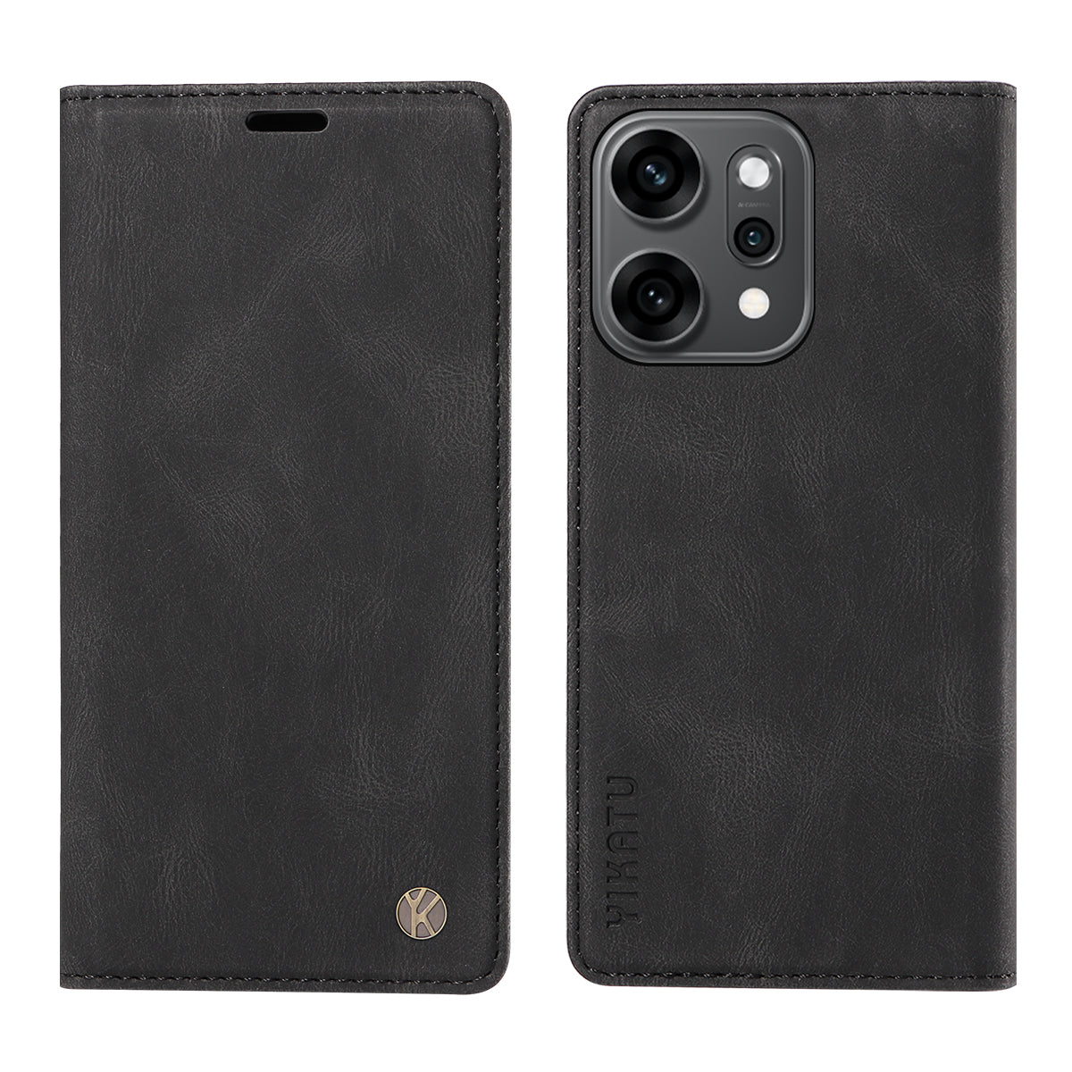 For Oppo Reno14 Pro 5G (China) / Oppo Reno14 Pro 5G (Global) Leather Cover YIKATU YK-004 Skin-Touch Wallet Phone Cases - Black