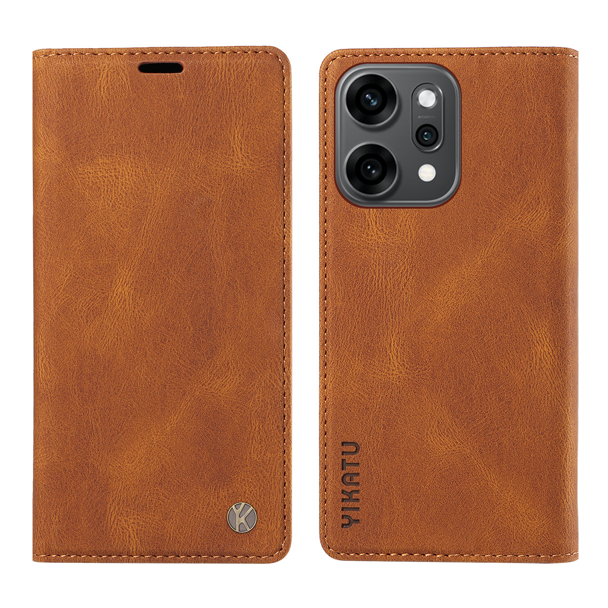 For Oppo Reno14 Pro 5G (China) / Oppo Reno14 Pro 5G (Global) Leather Cover YIKATU YK-004 Skin-Touch Wallet Phone Cases - Brown