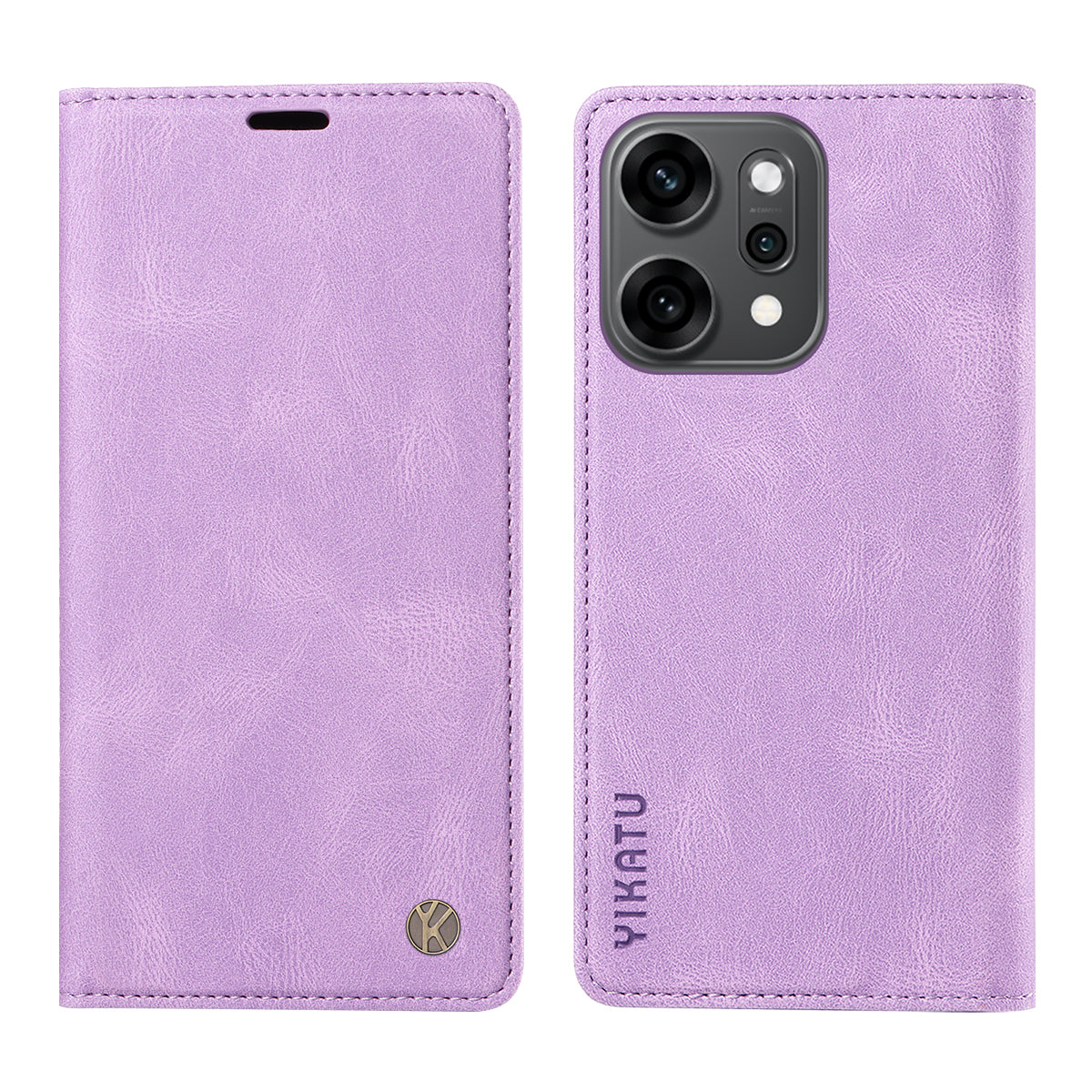 For Oppo Reno14 Pro 5G (China) / Oppo Reno14 Pro 5G (Global) Leather Cover YIKATU YK-004 Skin-Touch Wallet Phone Cases - Purple