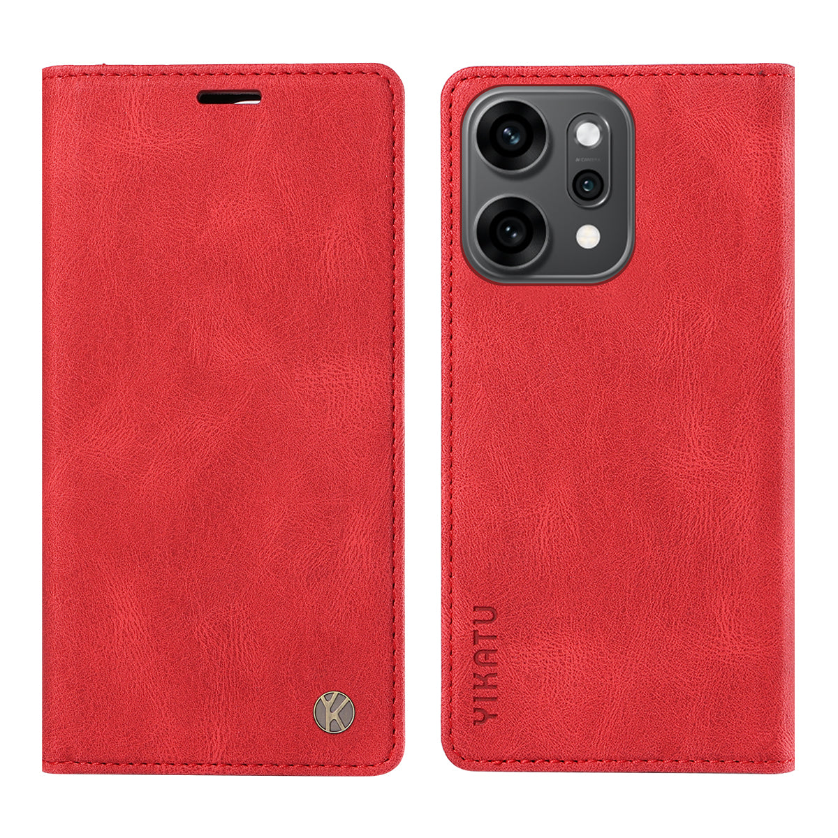 For Oppo Reno14 Pro 5G (China) / Oppo Reno14 Pro 5G (Global) Leather Cover YIKATU YK-004 Skin-Touch Wallet Phone Cases - Red