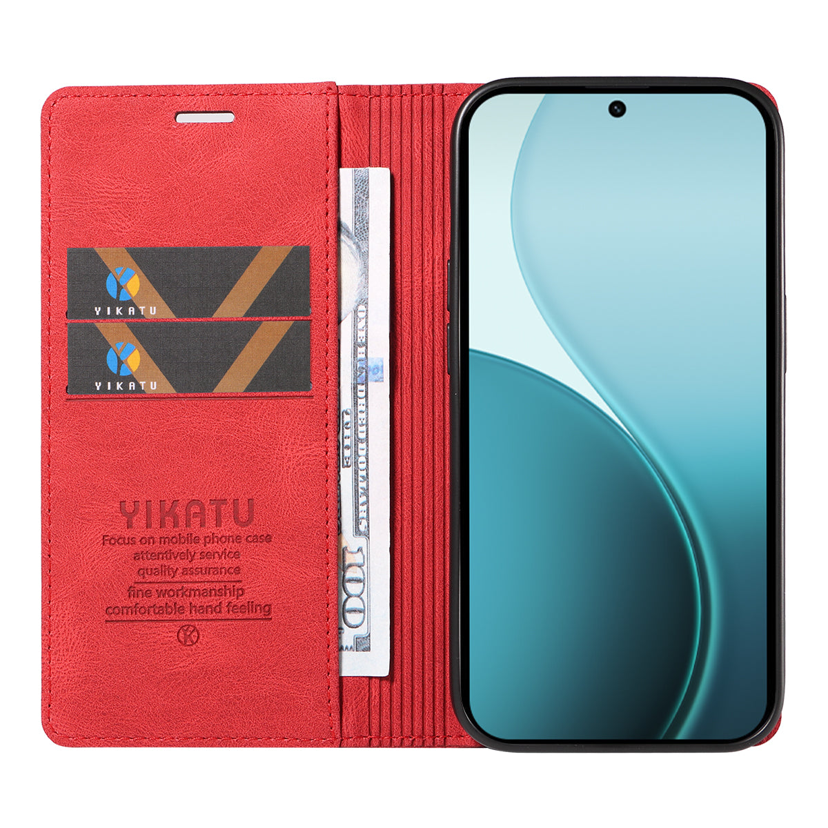 For Oppo Reno14 Pro 5G (China) / Oppo Reno14 Pro 5G (Global) Leather Cover YIKATU YK-004 Skin-Touch Wallet Phone Cases - Red
