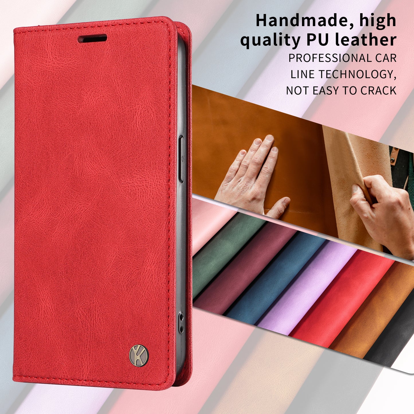 For Oppo Reno14 Pro 5G (China) / Oppo Reno14 Pro 5G (Global) Leather Cover YIKATU YK-004 Skin-Touch Wallet Phone Cases - Red